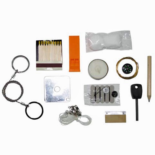 Preview: MFH, survival set with signal whistle, signal mirror, candle, mini compass, Fire starter, fishing set.....